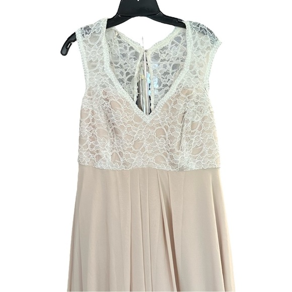 Morilee By Madeline Gardner Evening Gown Formal Lace Chiffon Beige Dress 20 - Picture 5 of 8